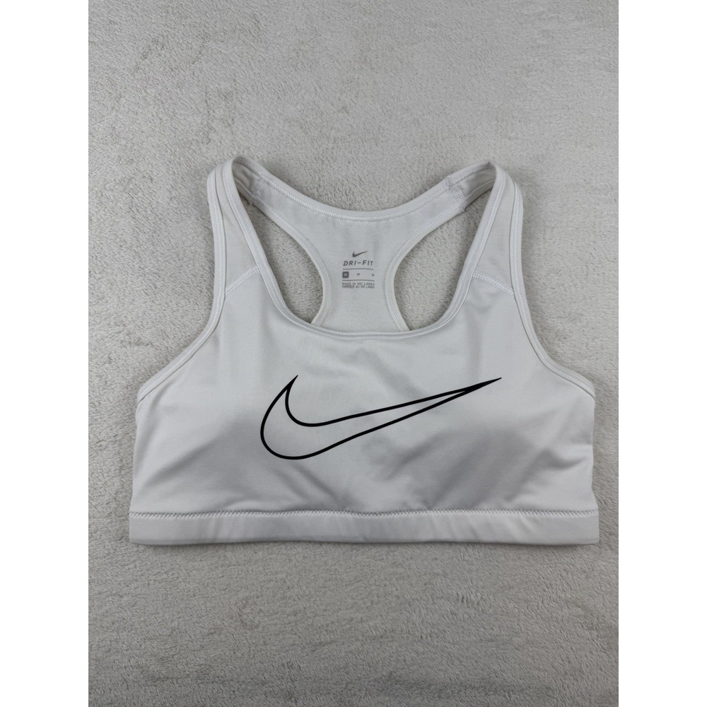 Nike Dri-FIT Sports Bra Medium White Racerback Athletic Training Activewear